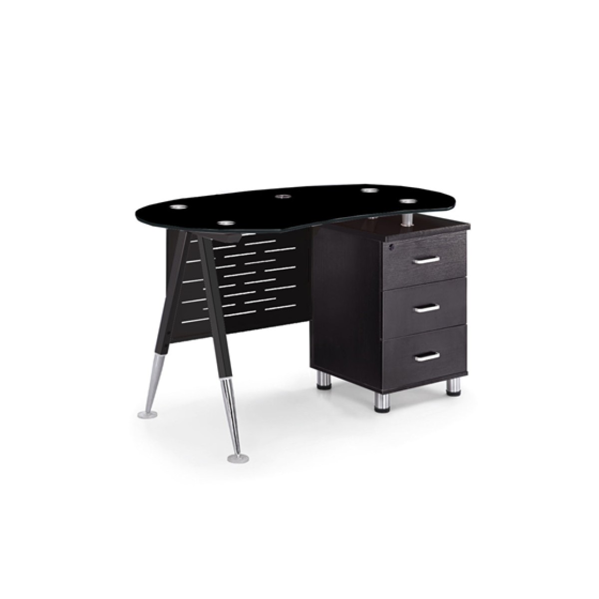 Escritorio Myo Con Tope De Cristal 1 Cajon Base De Metal Color Negro