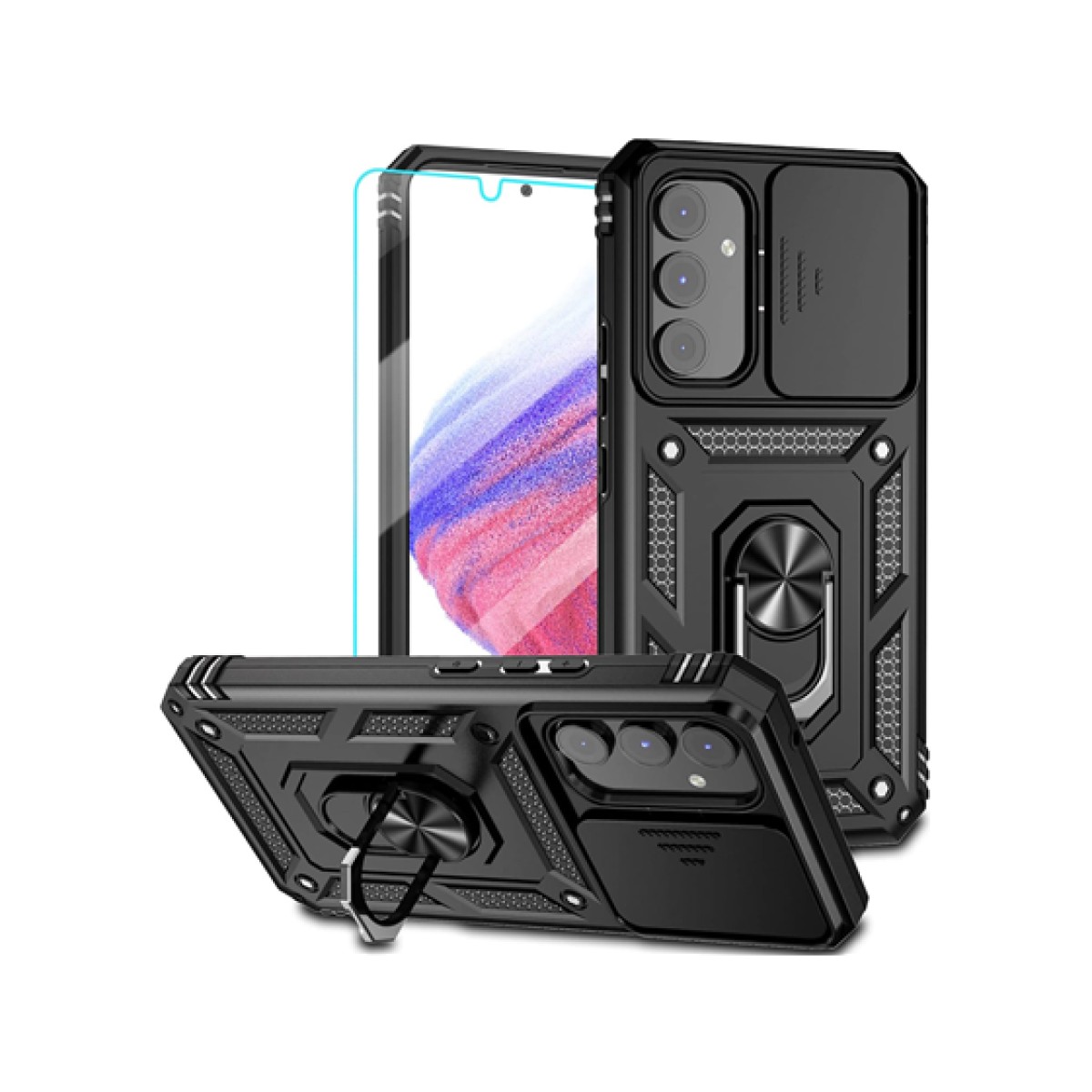 Cover Samsung Galaxy A54 5G Protector De Pantalla Stand Negro