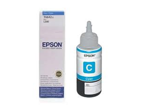 BOTELLA DE TINTA EPSON 664 CYAN  PARA IMPRESORA L110, L120, L200, L210, L350, L355, L555, L1300 70ML TRAMO 3 JAULA
