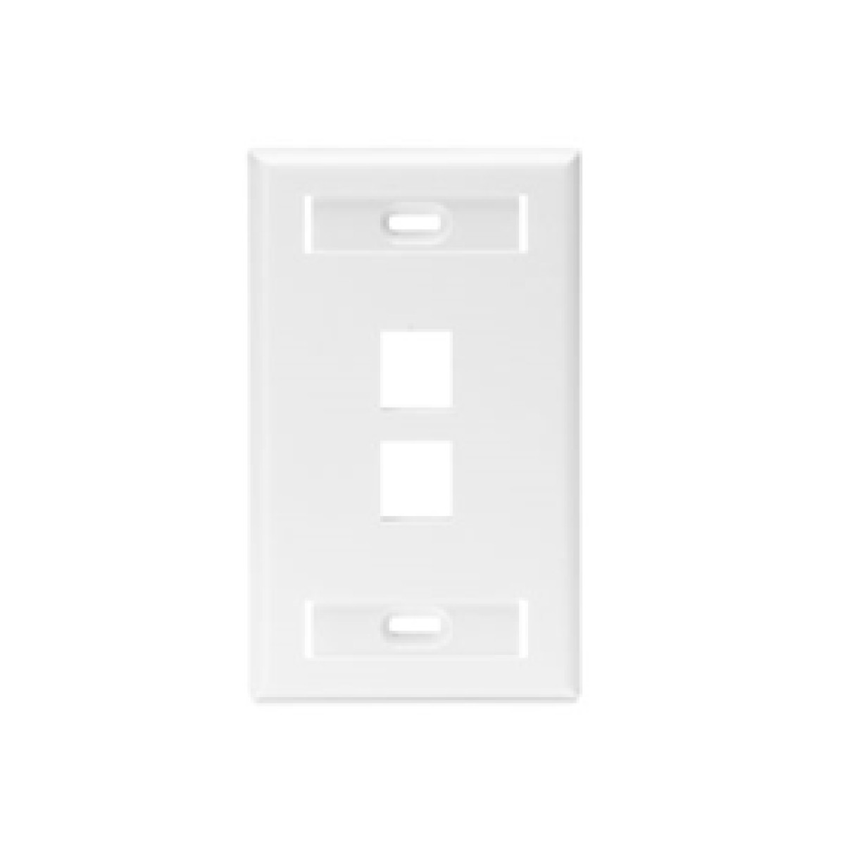 JACK WALL FACEPLATE LEVITON, SALIDAS 2, BLANCA, CON WINDOWS ID.