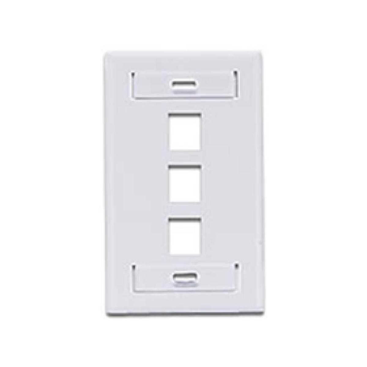 JACK WALL FACEPLATE LEVITON,  SALIDAS 3, BLANCA, CON WINDOWS ID.