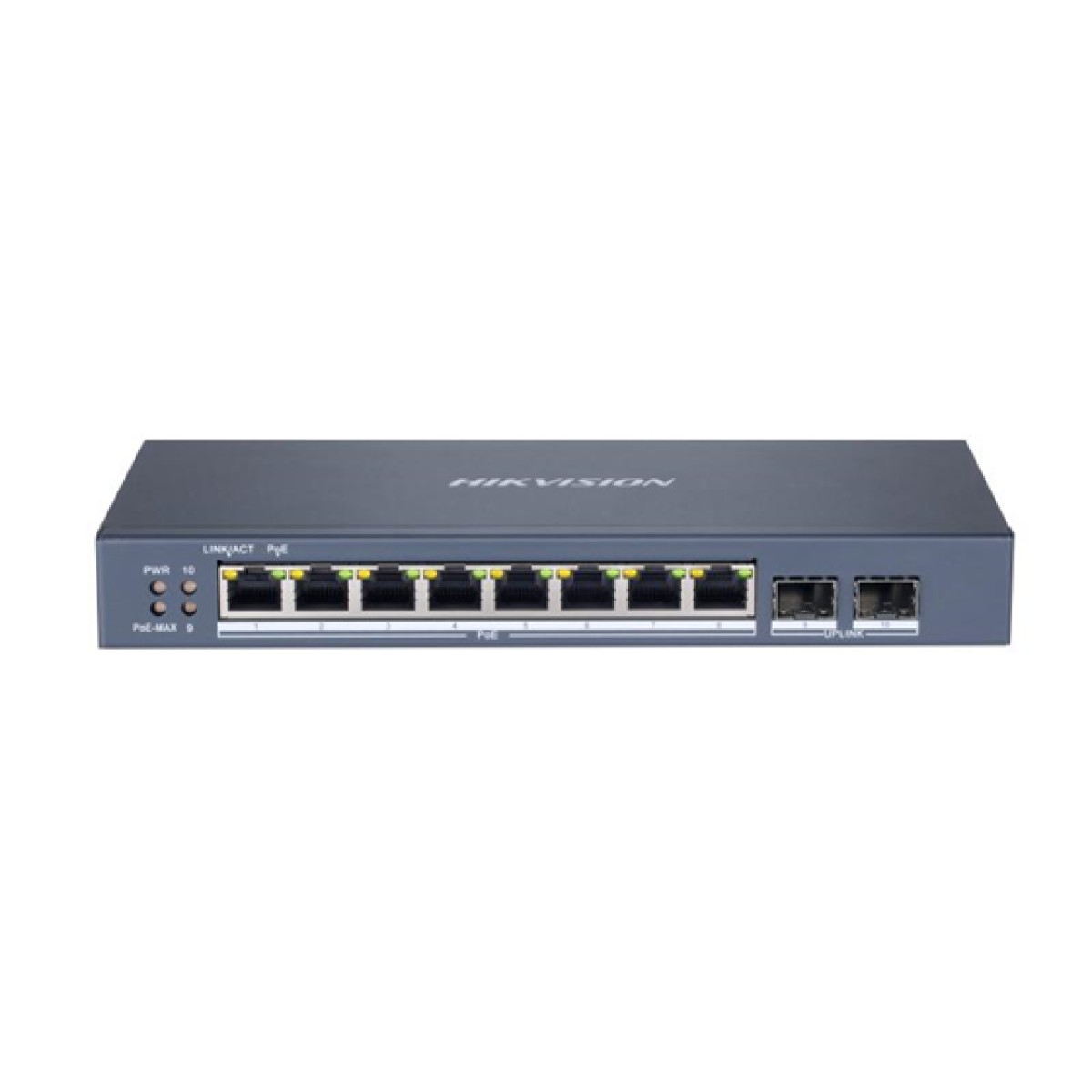 Switch Hikvision 8 Puertos Gigabit Poe 2 Fibra Optica Capa 2