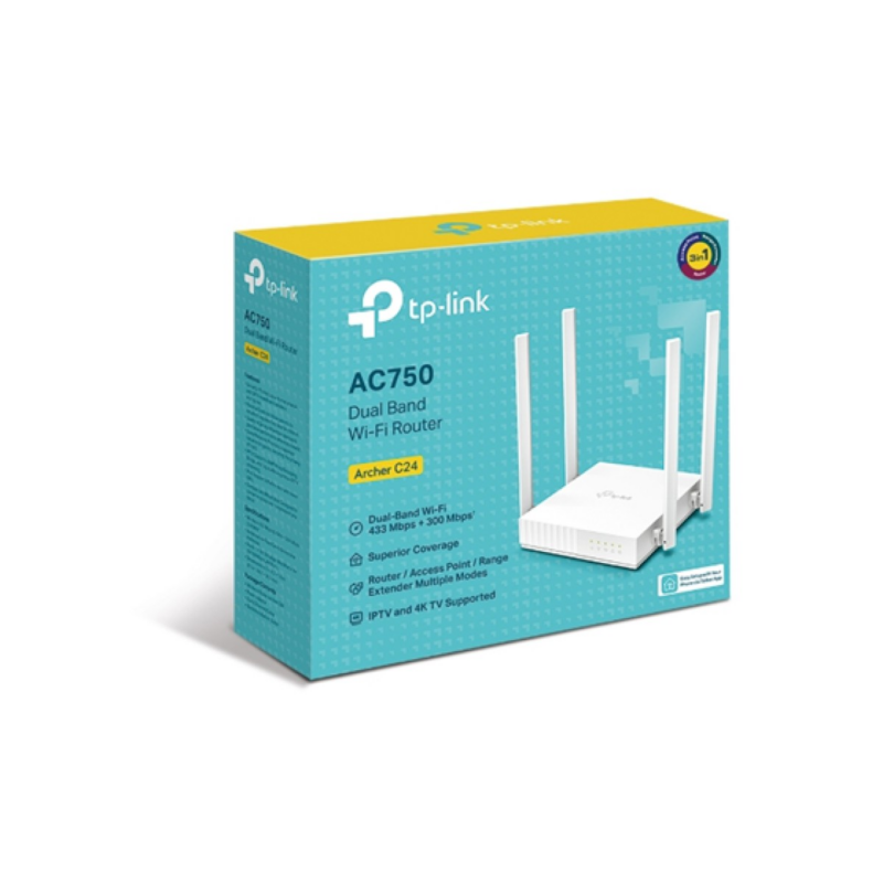 Router Tp-Link Ac24 Dual Band Wi-Fi 5 433MBps 5Ghz 300MBps 2.4Ghz