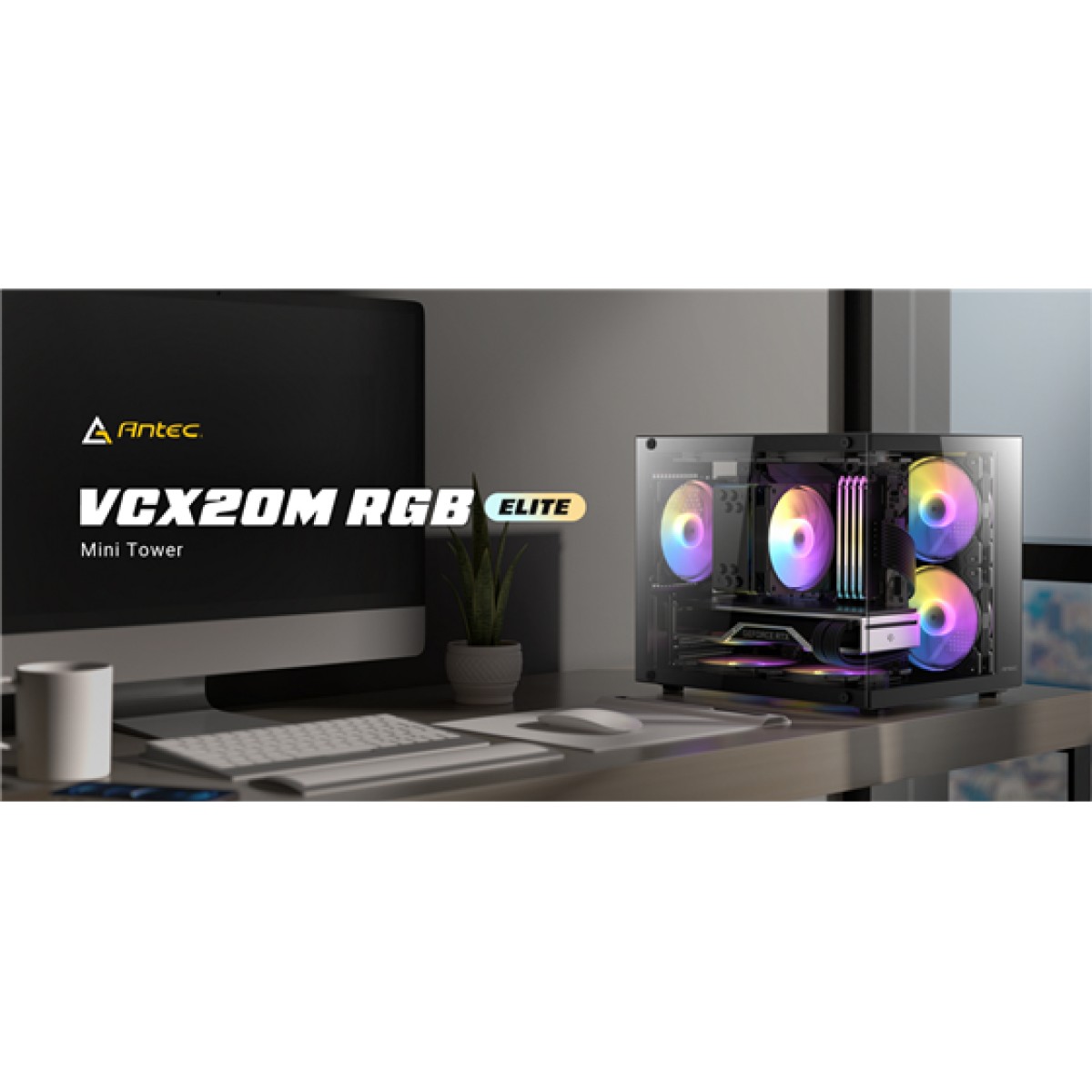 Case Gamer Antec Vcx20M Rgb Elite Mini-Tower Doble Cámara