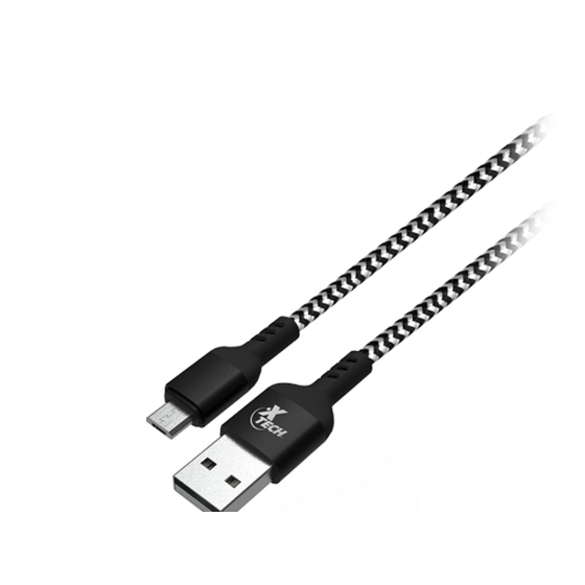 Cable Xtech Tipo A 2.0 A Micro USB Nylon Trenzado 1.8M Negro Blanco