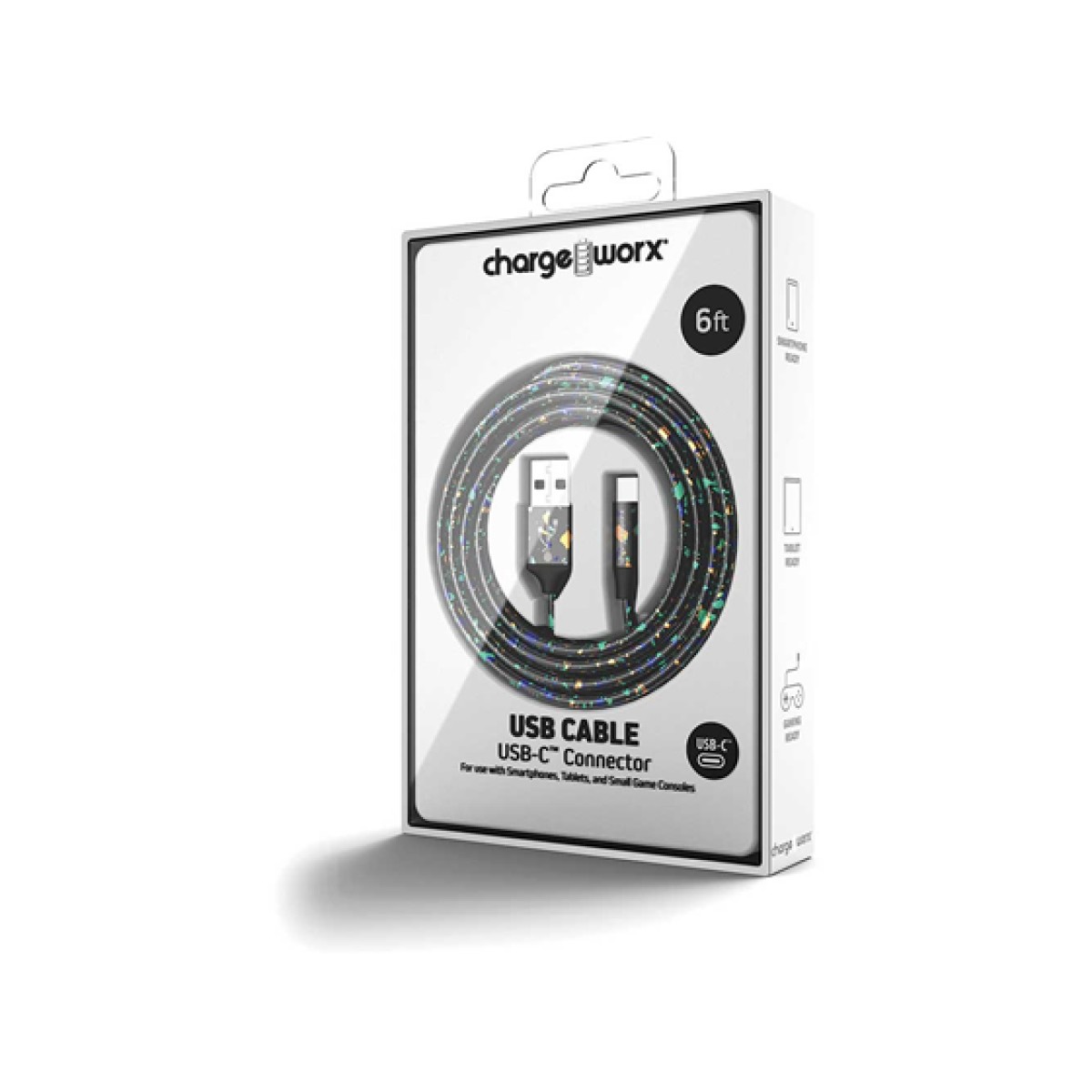 Cable USB-C USB-A Pearl Essence Trenzado 6Ft Negro