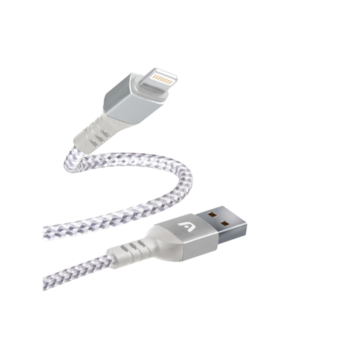 Cable Argom Tipo-A 2.0 A Lightning 1.8M Nylon Trenzado Flexible Blanco