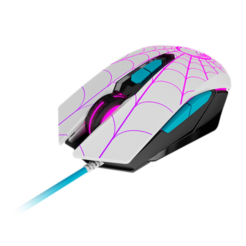 Mouse Xtech Marvel Spider-Gwen USB 7 Botones 2400Dpi Luces Rojas