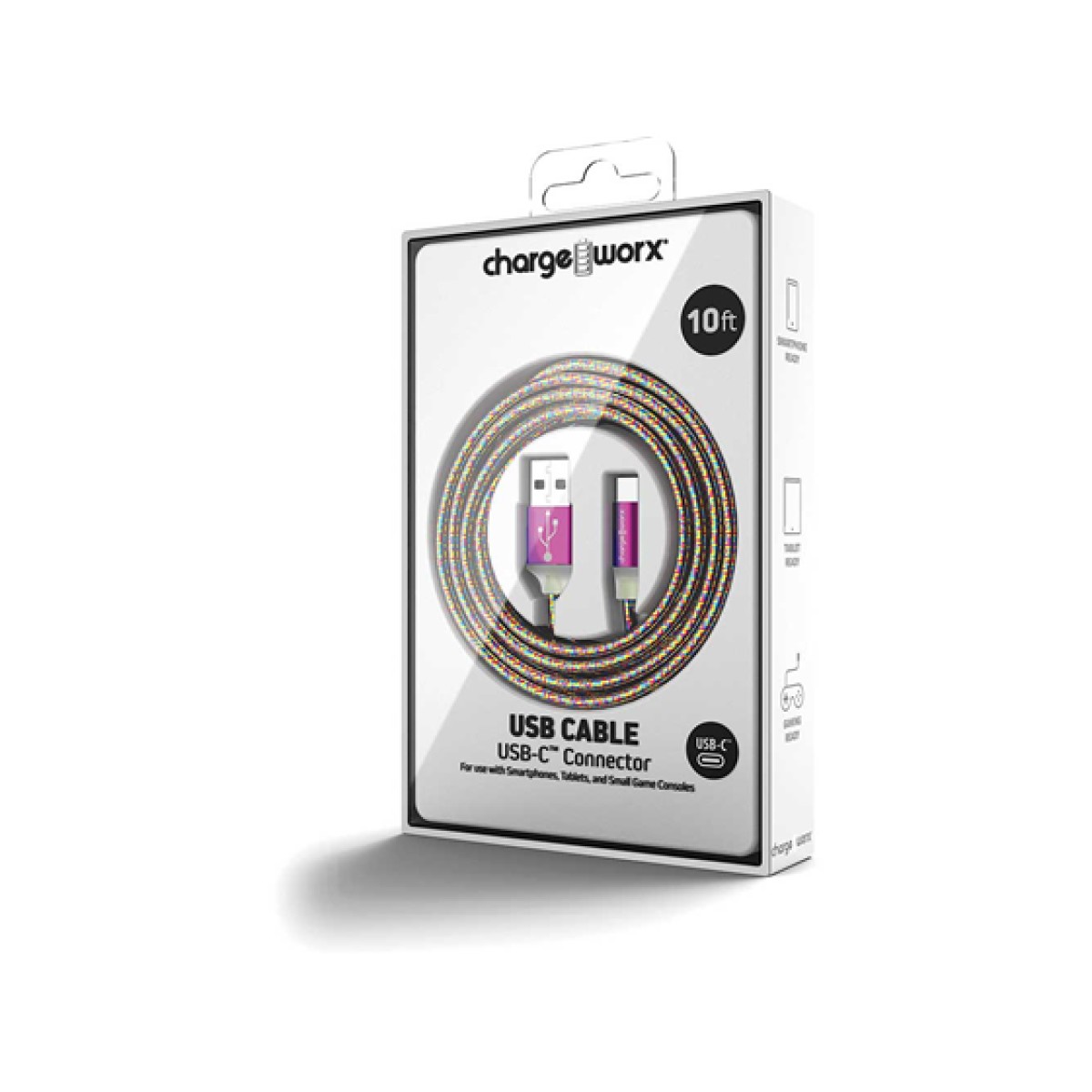 Cable USB-C USB-A Pearl Essence Trenzado 10Ft Para Smartphones Tablets