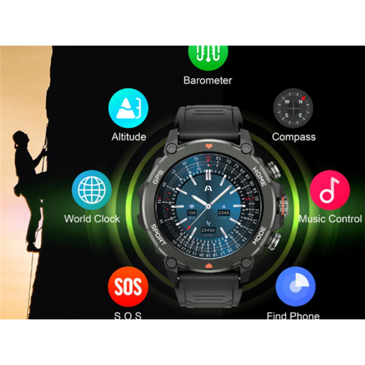 SMARTWATCH  (RELOJ INTELIGENTE) ARGOM, SKEIWATCH C80 - CAJA DE ALUMINIO NEGRA  - RESISTENTE AL AGUA 5 ATMOSFERA, GPS INCORPORADO, PANTALLA AMOLED DE 1.43,MONITOREO DE SENSORES, LLAMADAS BT Y MICROFONO INTEGRADO, COMPATIBLE CON ANDROID E IOS.  (ARG-WT-6080)