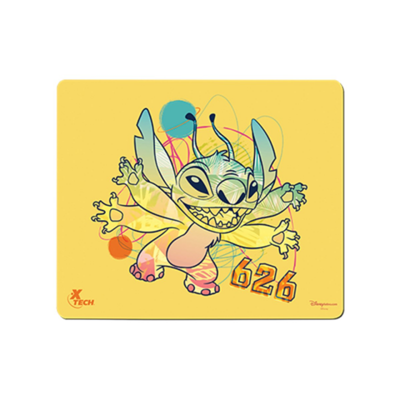 Mouse Pad Xtech Disney Stich Superficie De Tela Amarillo 22X18X0.2cm