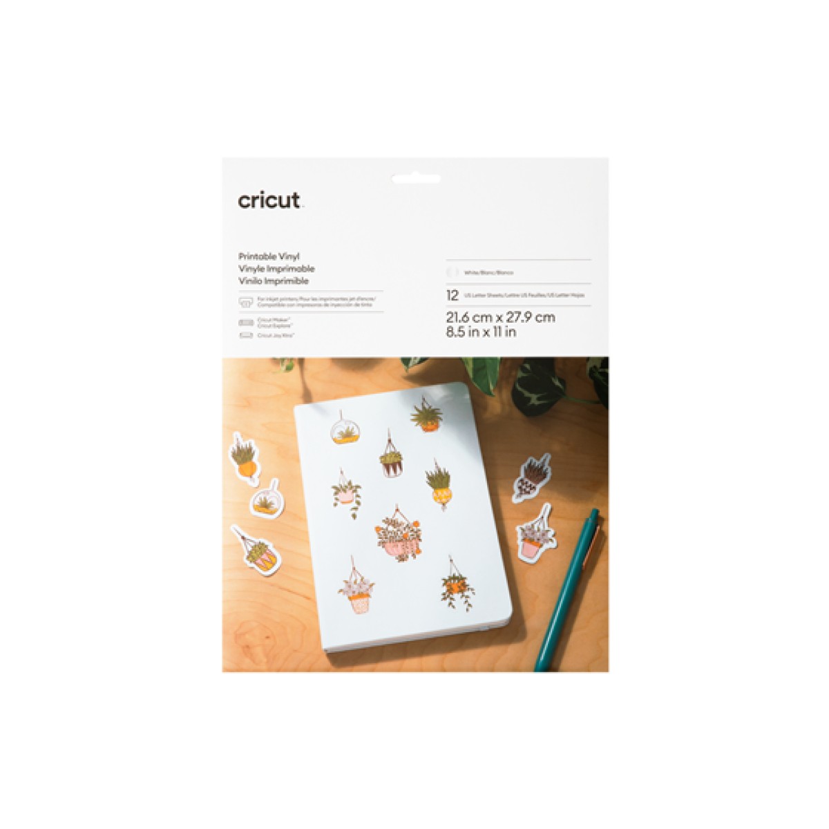 Paquete Hojas Vinil Cricut Imprimibles Termoadhesivas Blanco 8.5X11In 12 Hojas