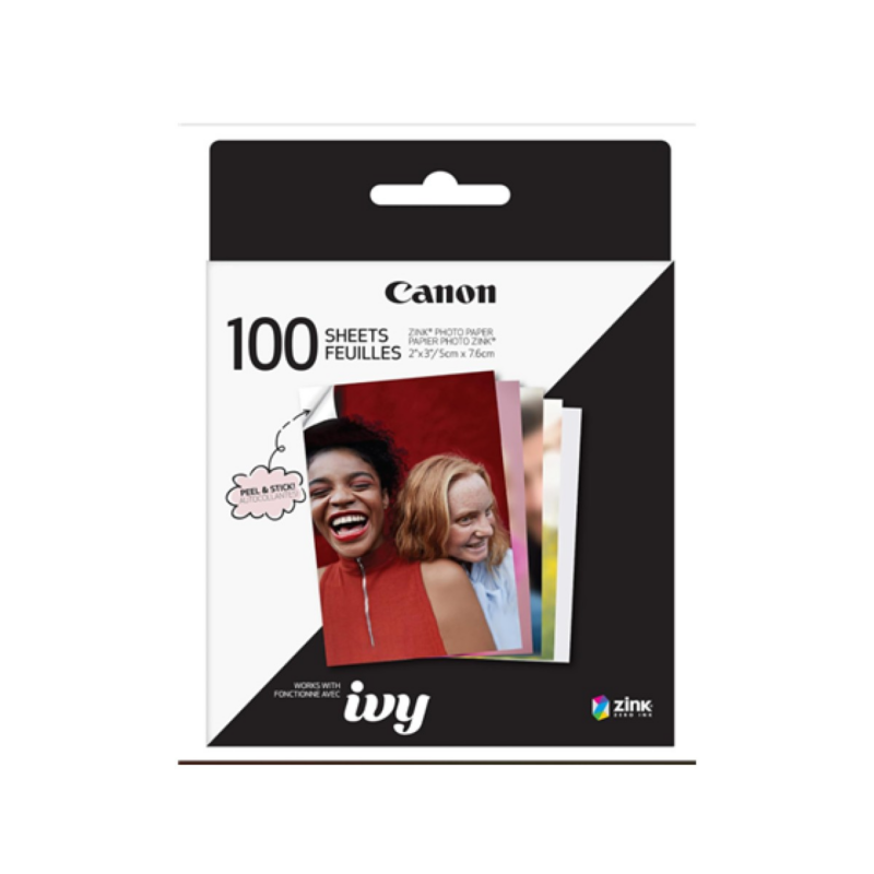 Papel Fotográfico Adhesivo Canon Ivy 2 Zink 2X3 Pulgadas Paquete 100 Hojas