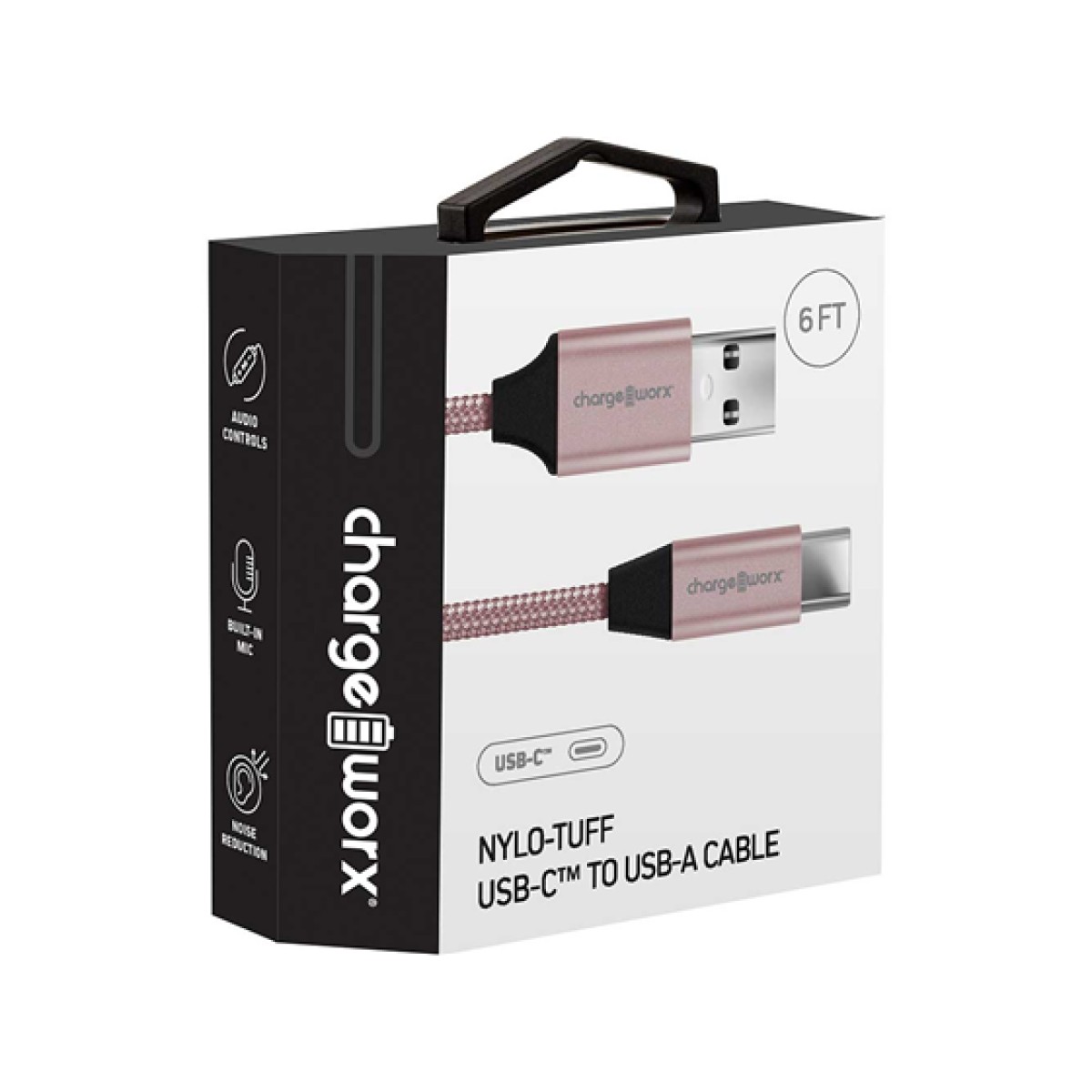 Cable USB-C Chargeworx Nylo-Tuff 6Ft Trenzado Rose Gold