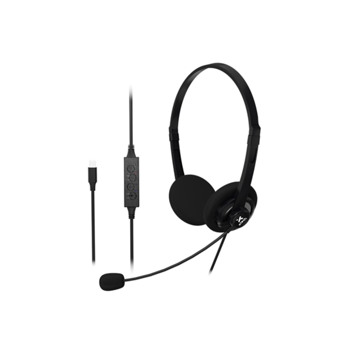 AUDIFONO CON MICROFONO XTECH, USB-C, ESTEREO, CON CONTROL DE VOLUMEN Y MUTE, MICROFONO CON CANCELACION DE RUIDO AMBIENTAL, NEGRO