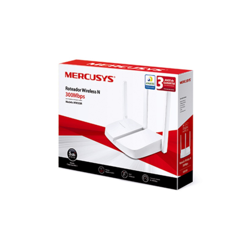 Router Wireless Mercusys Mw305R N300 2.4Ghz 300MBps 3 Antenas Externas