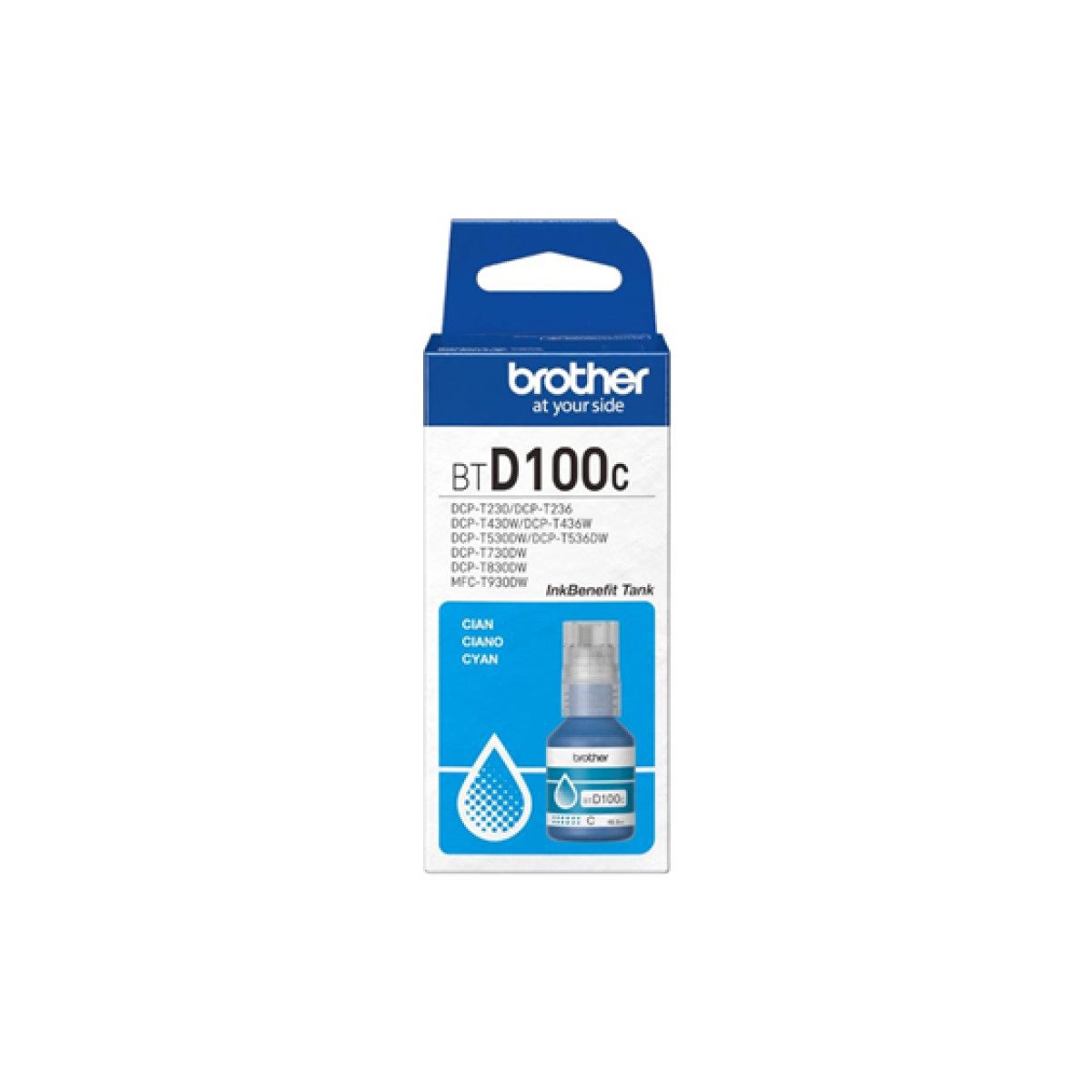 BOTELLA DE TINTA BROTHER  - BTD100C  - CYAN - 48.8ML - PARA IMPRESORA MFC-T930DW -  DCP-T830DW - DCPT730DW - DCP-T530DW - DCP-T430W - DCP-T230