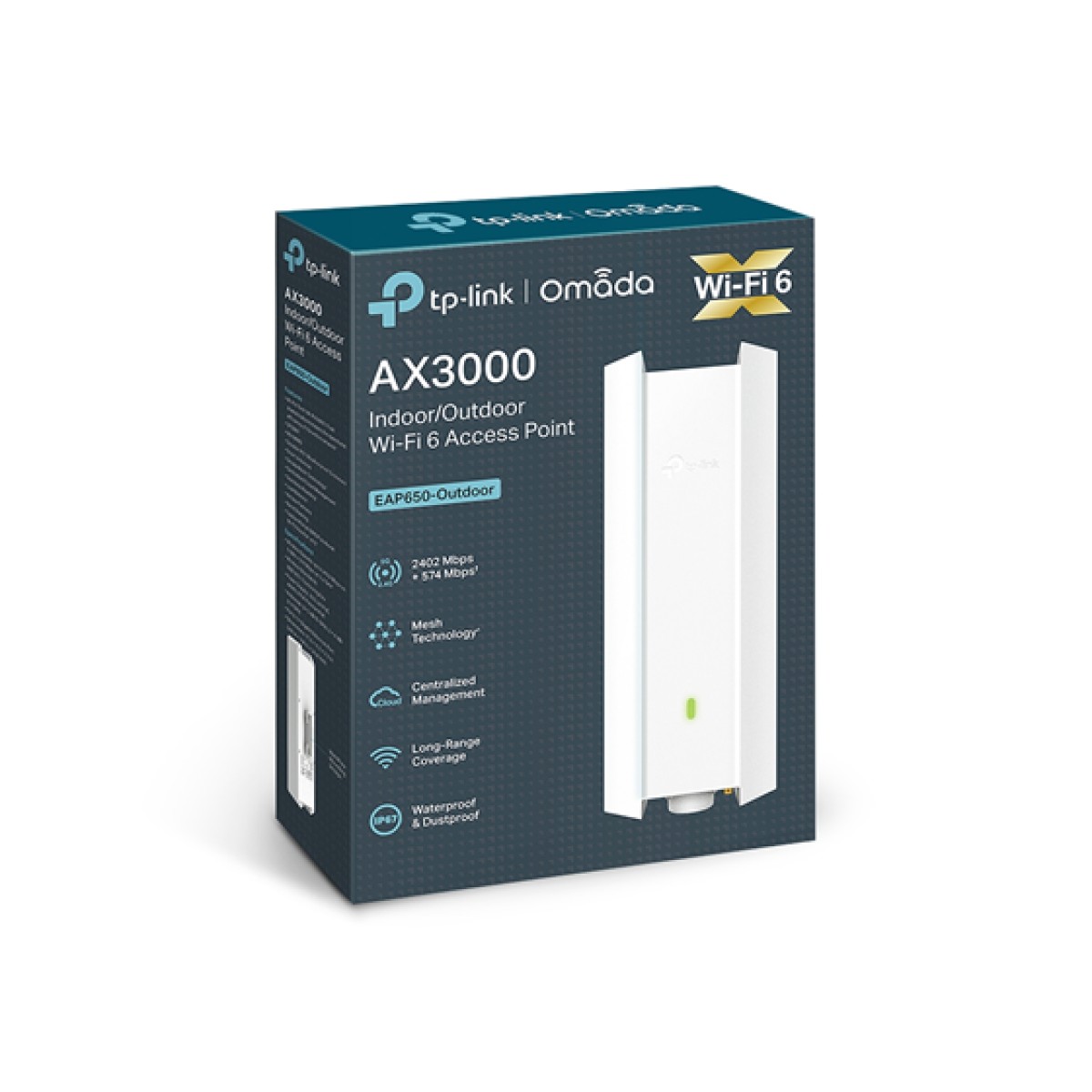 ACCESS POINT TP-LINK OMADA , WI-FI 6 (802.11AX) 2402 MBPS, 574 MBPS EN LA BANDA DE 2.4 GHZ.