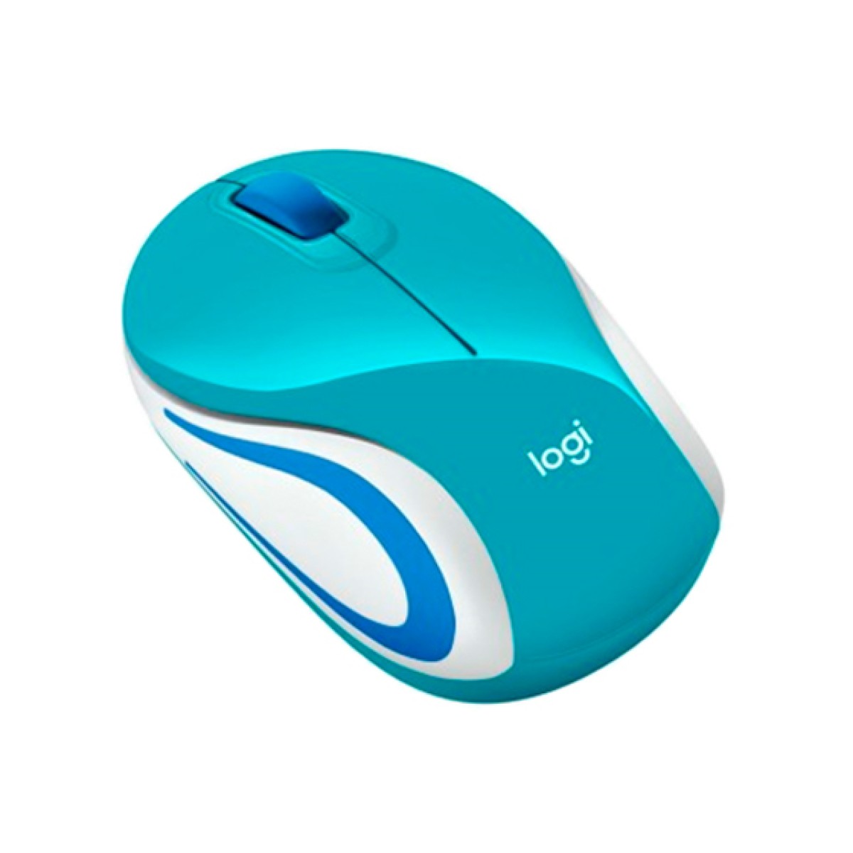 MOUSE LOGITECH M187 INALAMBRICO MINI OPTICO, BRIGHT TEAL, USB NANO RECEIVER - SMART SLEEP.