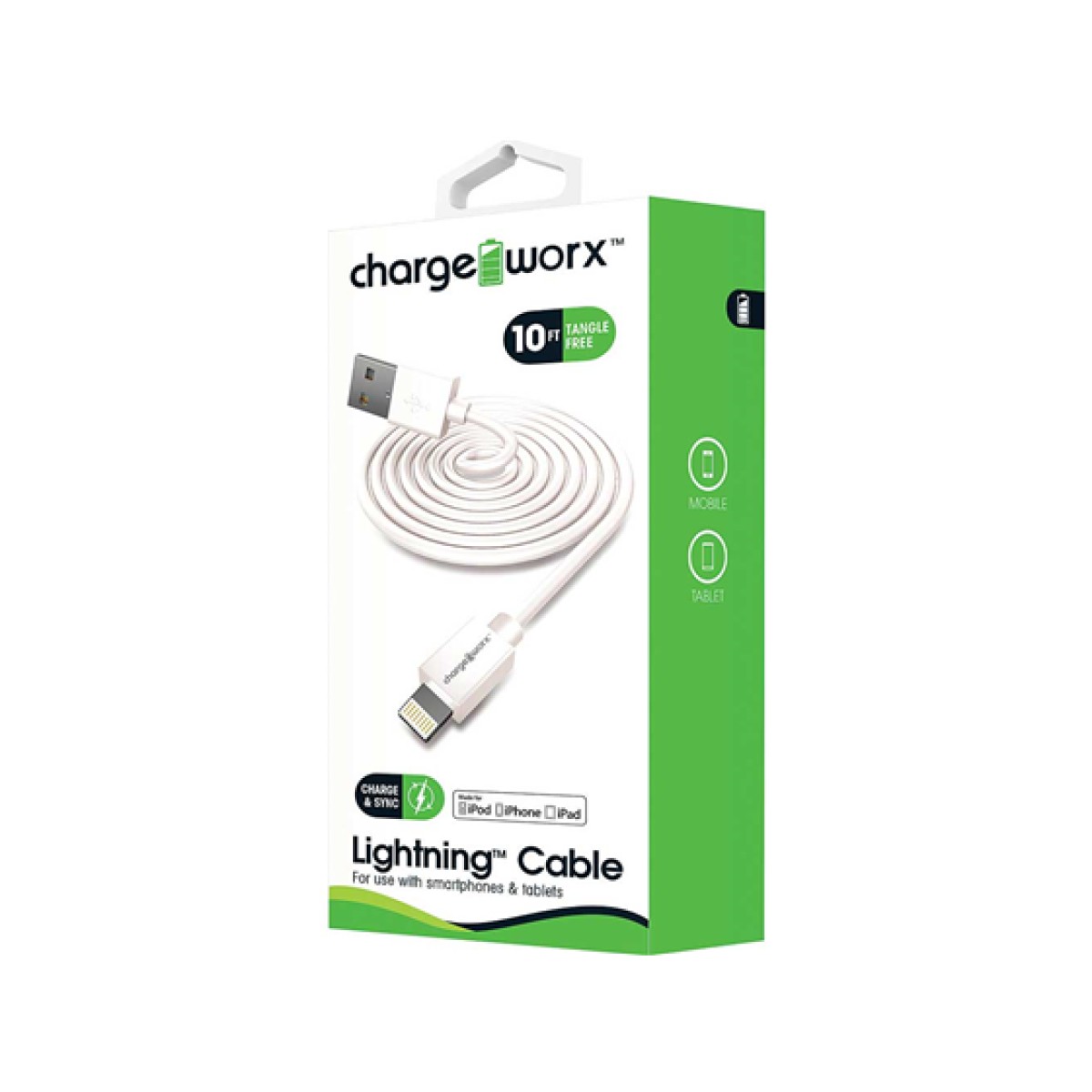 Cable Lightning 10ft Blanco Para Smartphones Y Tablets