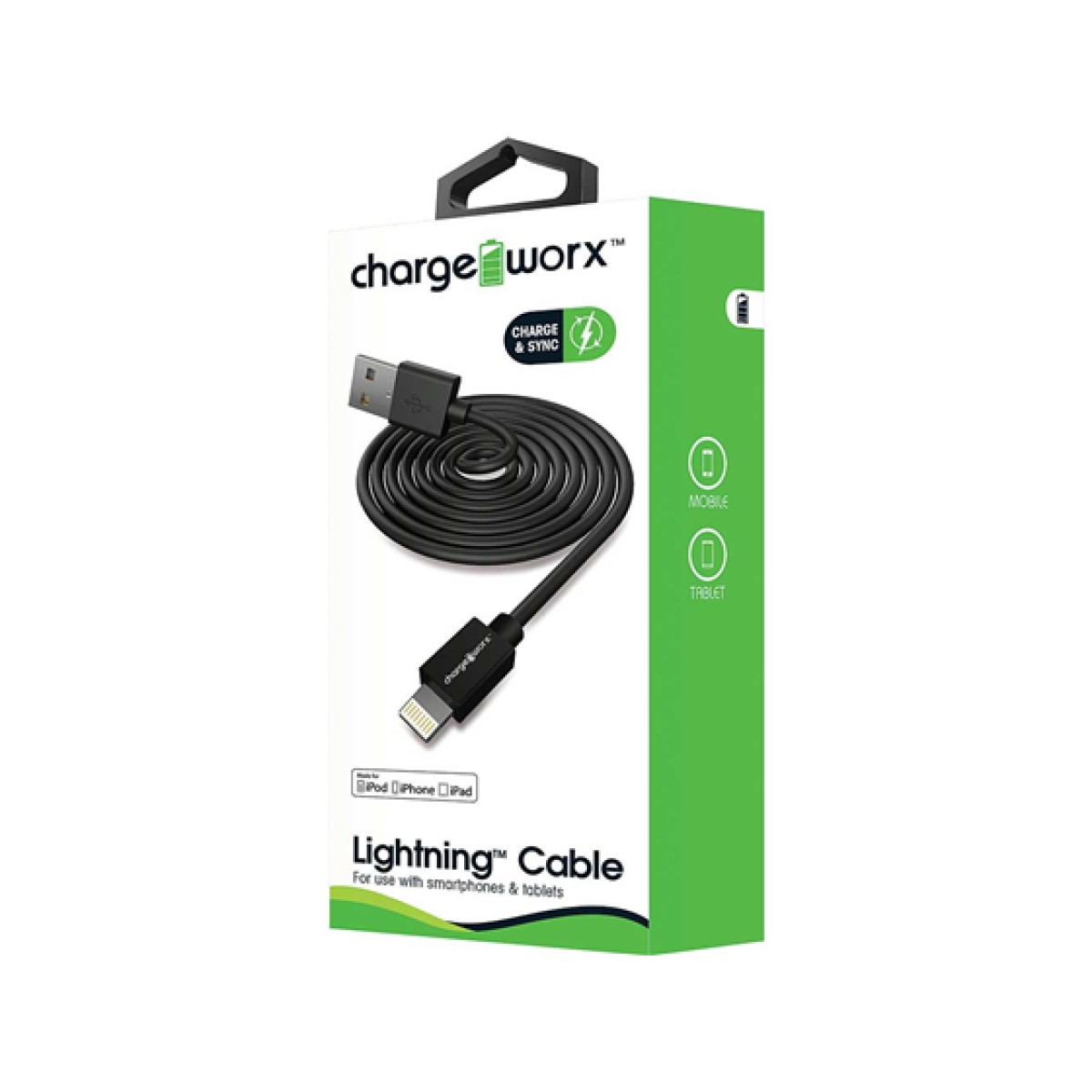 Cable Lightning 3ft Negro Para Smartphones Y Tablets