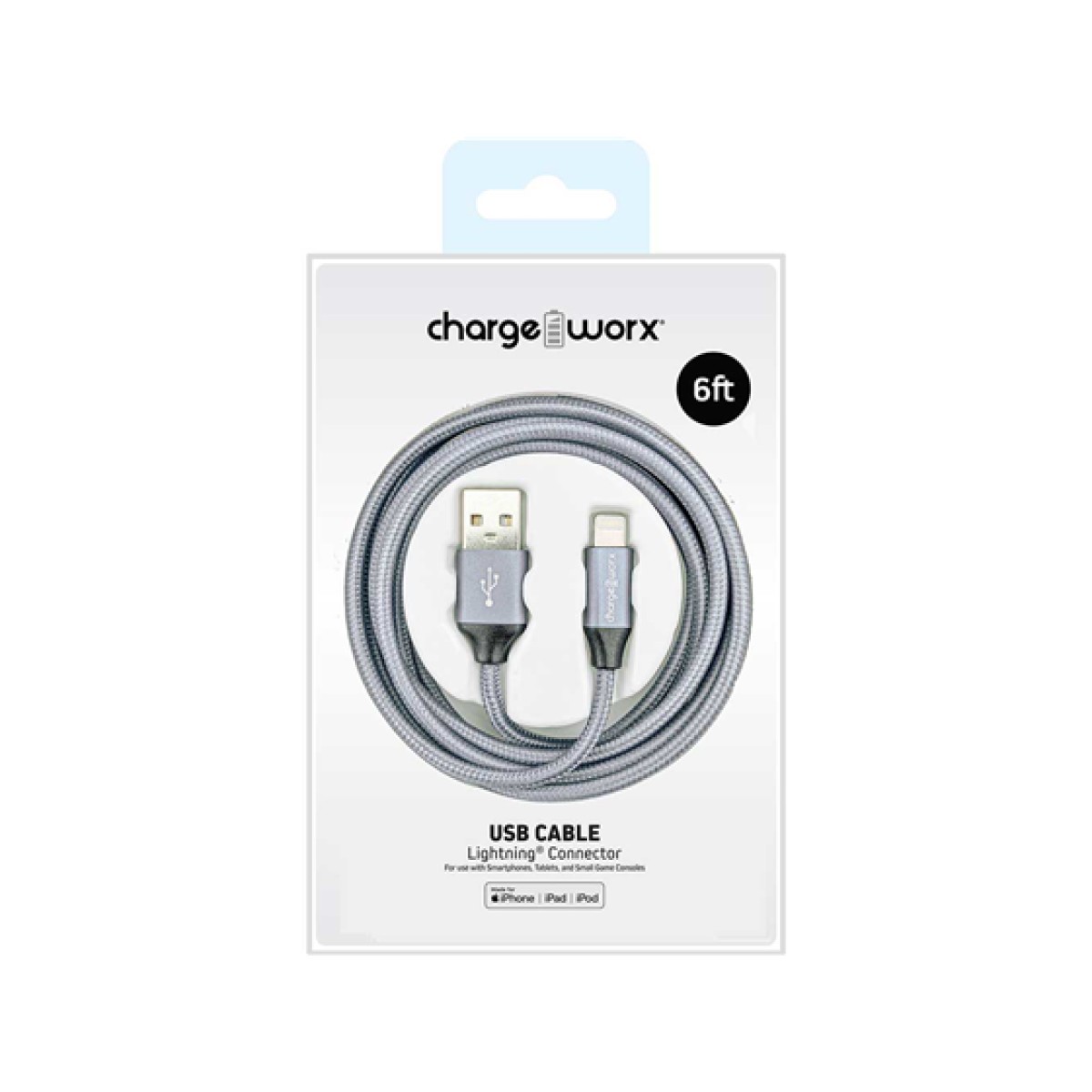 Cable Lightning Chargeworx 6Ft Para Smartphones Y Tablets