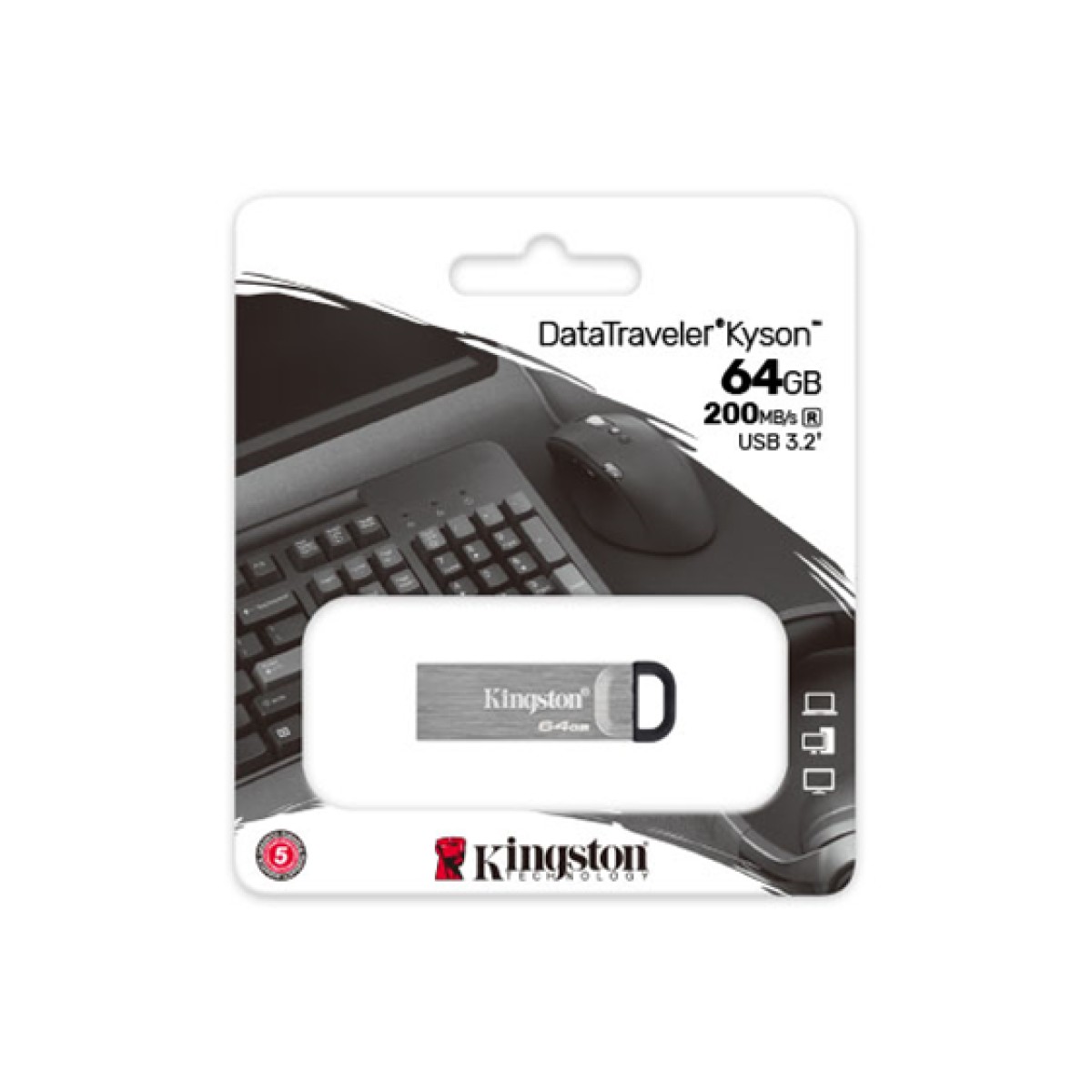 Memoria USB Kingston Data Traveler Kyson G1 64GB USB 3.2 Plateado