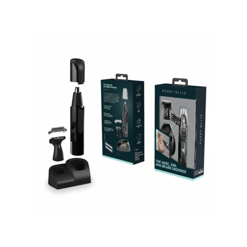 Recortadora Inalámbrica Perry Ellis Kit 2 Cabezales Barba Cejas Nariz Orejas