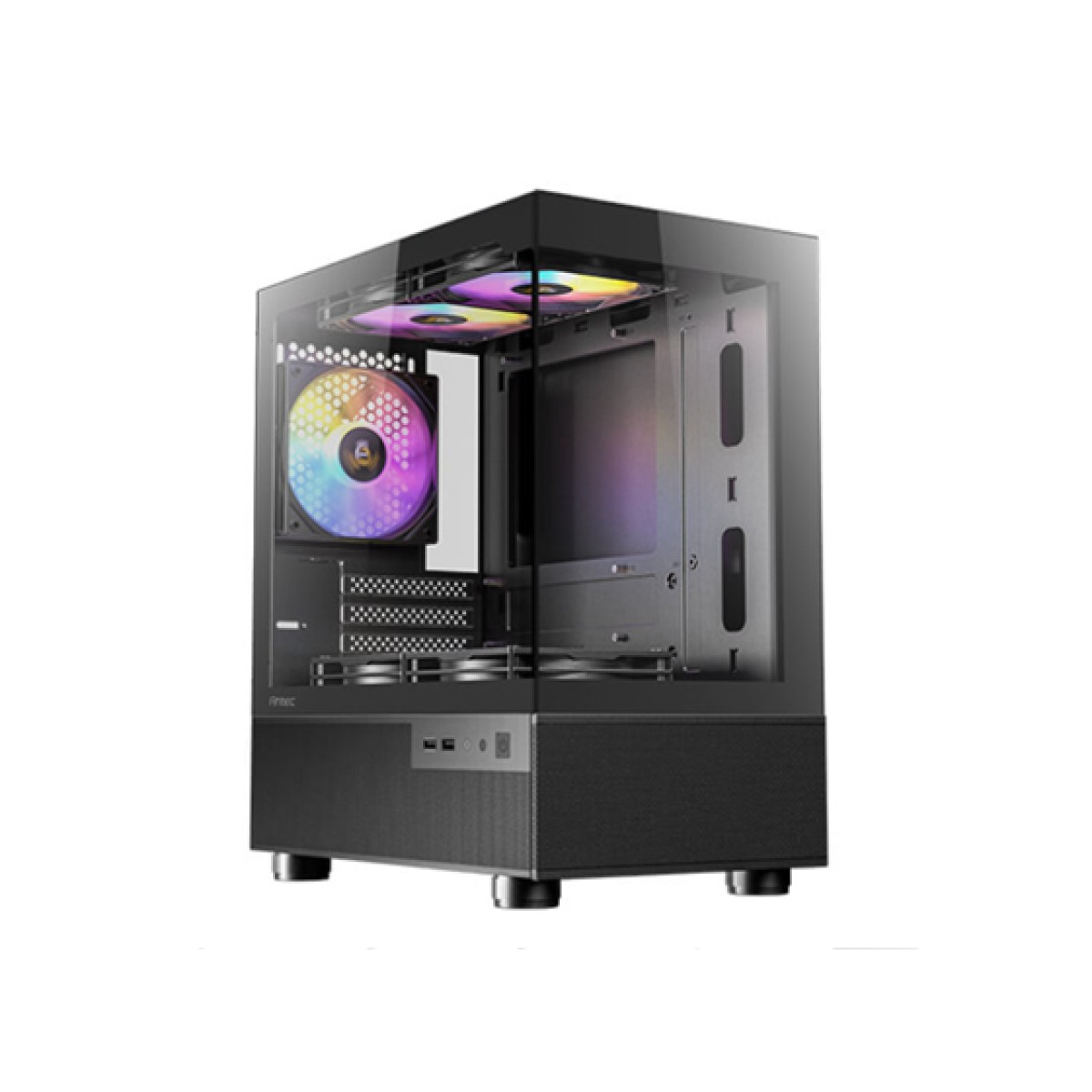 Case Gamer Micro-Tower Antec Negro Con Ventiladores Rgb Y Vidrio Templado