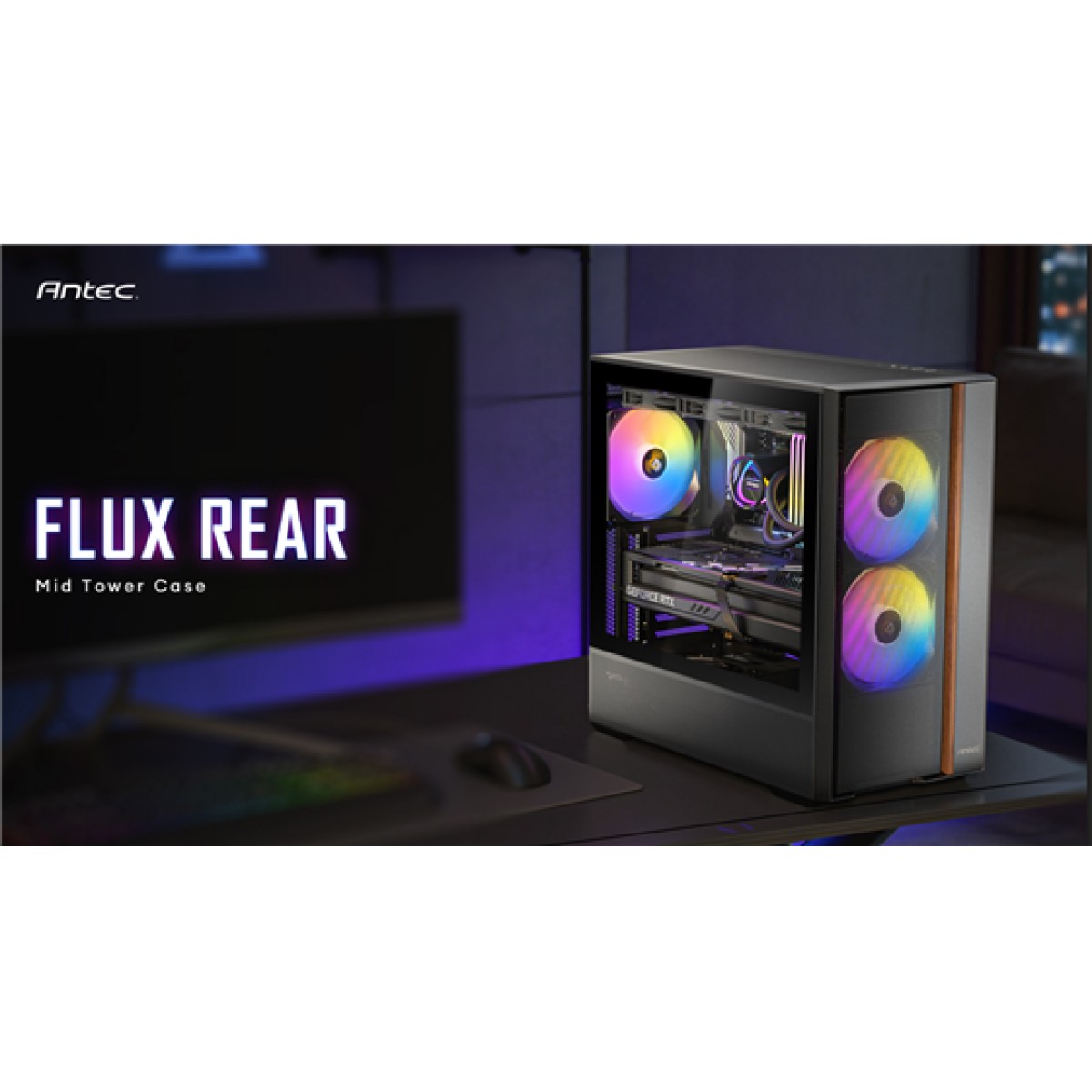 Case Gamer Antec Flux Rear Mid-Tower Con 5 Ventiladores Pwm Argb