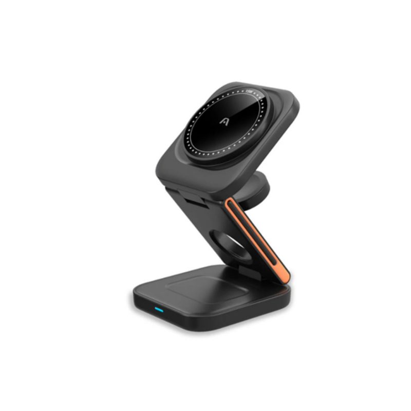Cargador Inalámbrico Rápido 3 En 1 Argom S4 Soporte Magnético Plegable