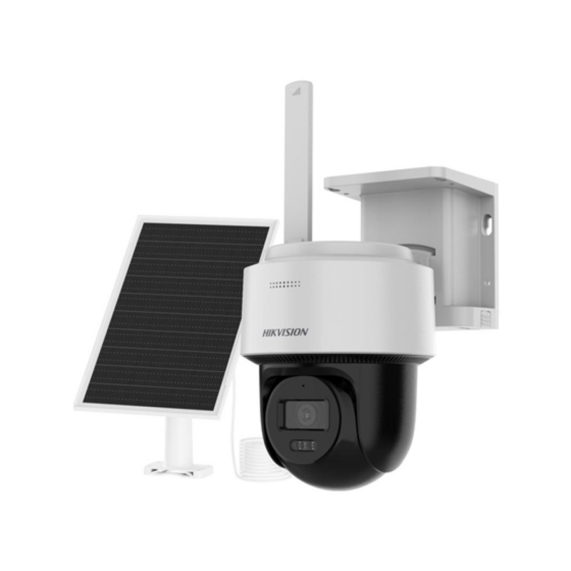 Kit Cámara Domo Pt 4G Hikvision Con Panel Solar Ir 30M Ip66 Audio Y Micrófono