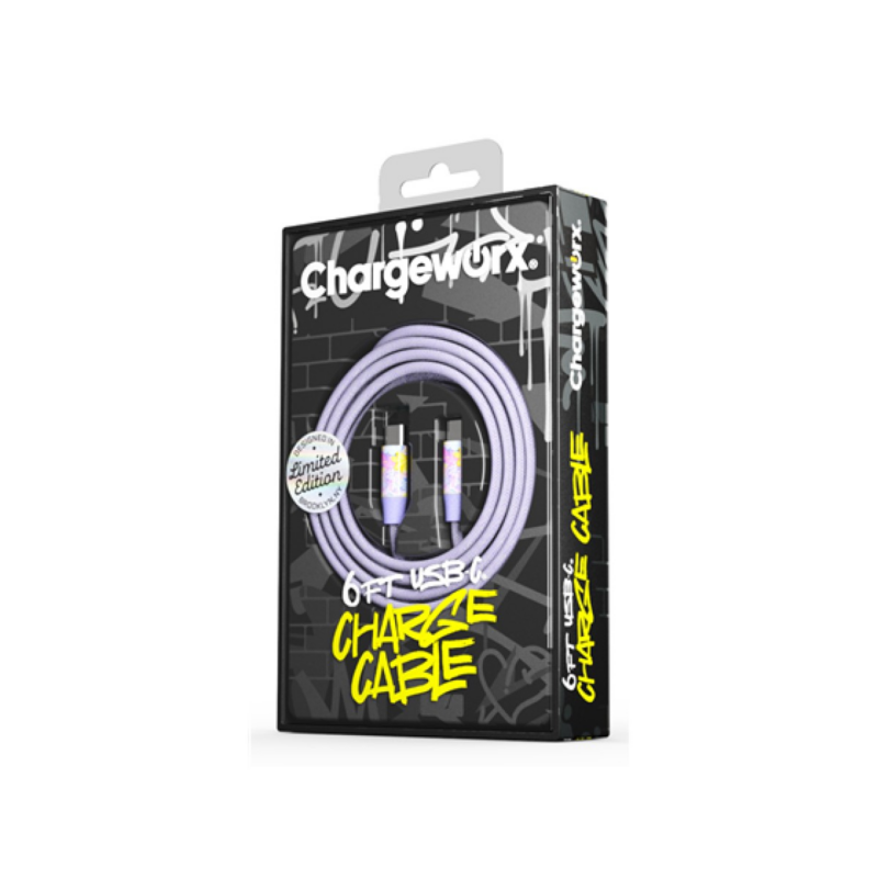 Cable USB-C A USB-C Nylon Chargeworx Cha-Cx4945Grft2 6Ft Lila