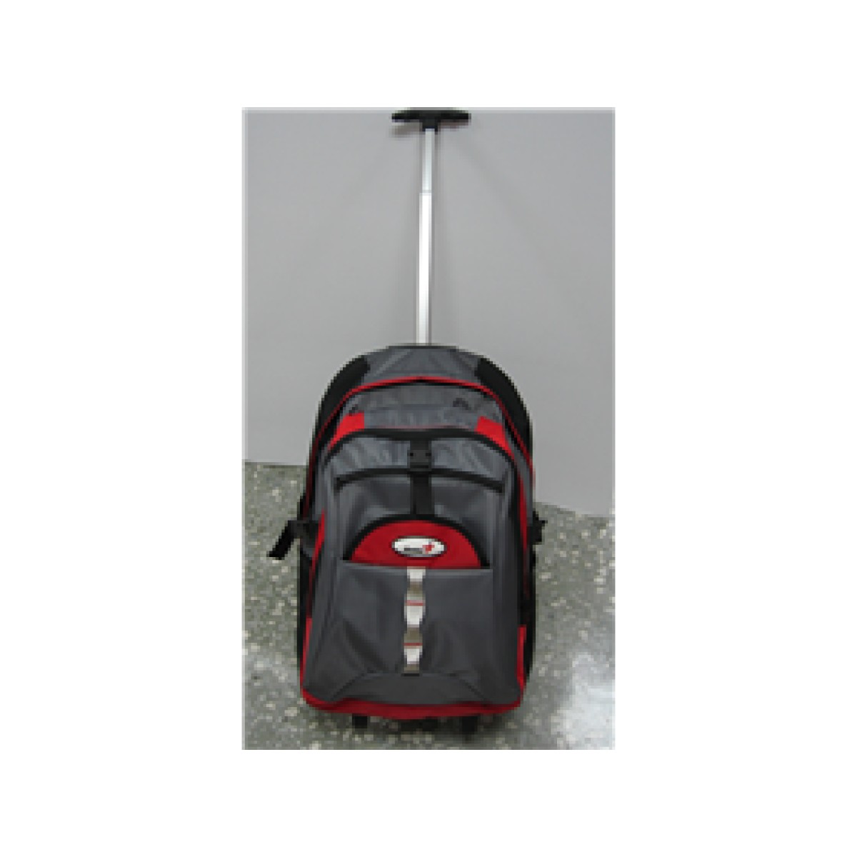 Mochila Sport Con Rueda Y Agarre Genius Tres Compartimientos Negro/Silver Y Rojo