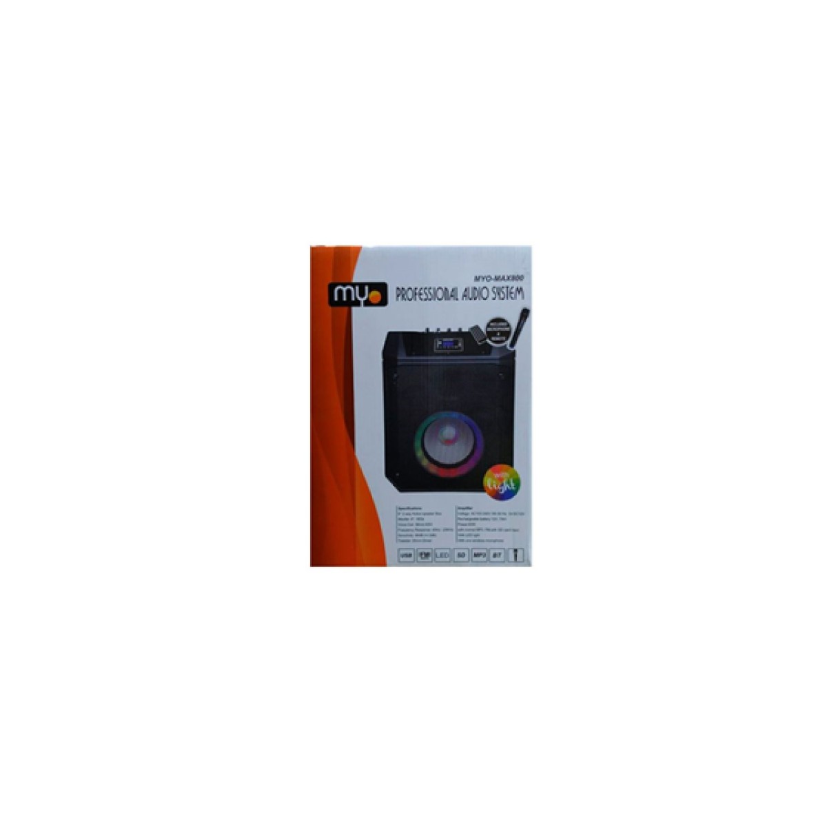Bocina Portátil 8" Myo Myo-Max900 80W Con Subwoofer Y Luces Led