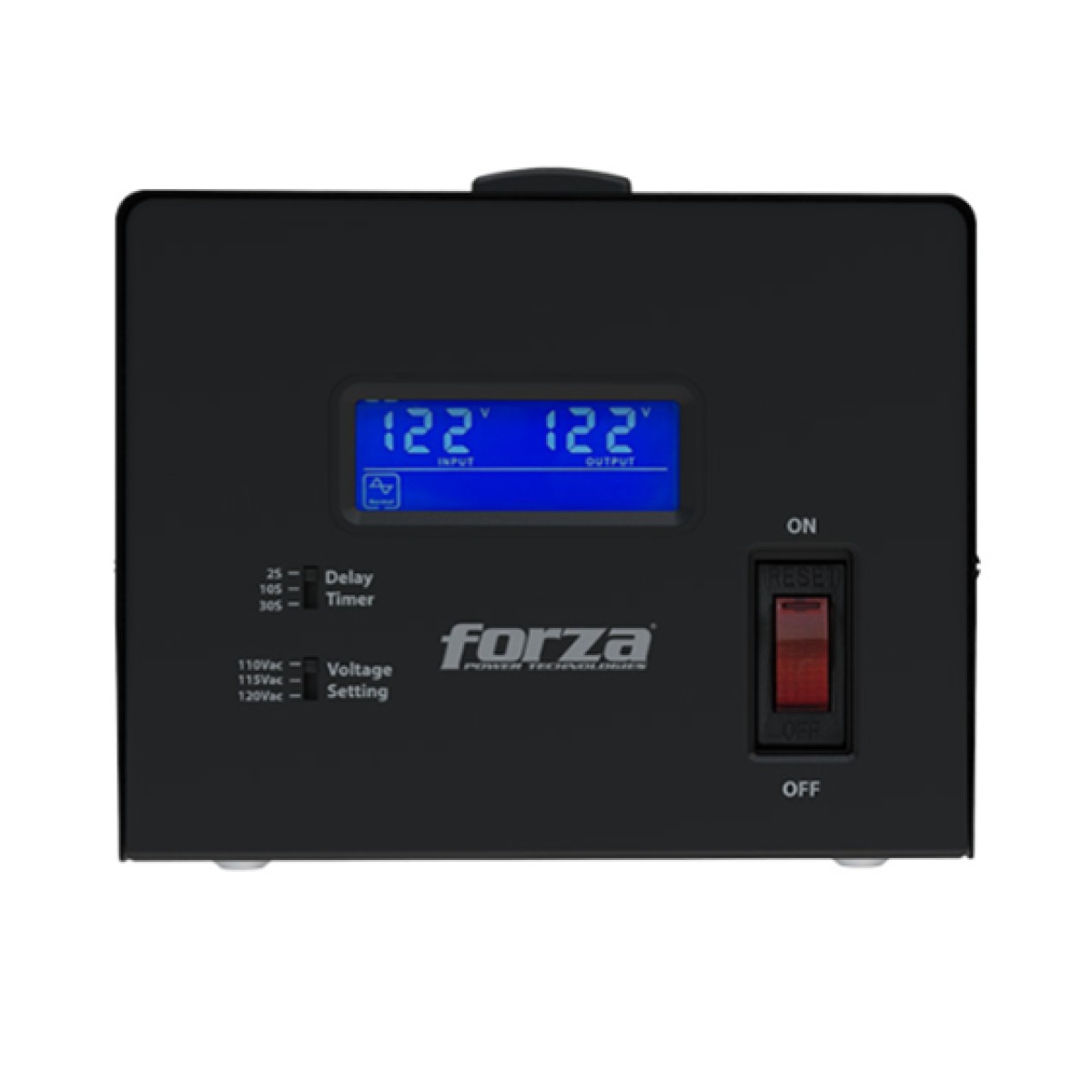 REGULADOR DE VOLTAJE FORZA 3600VA, REGLETA DE 4 SALIDAS, 110V/5115W/120VCA, PANTALLA LCD.