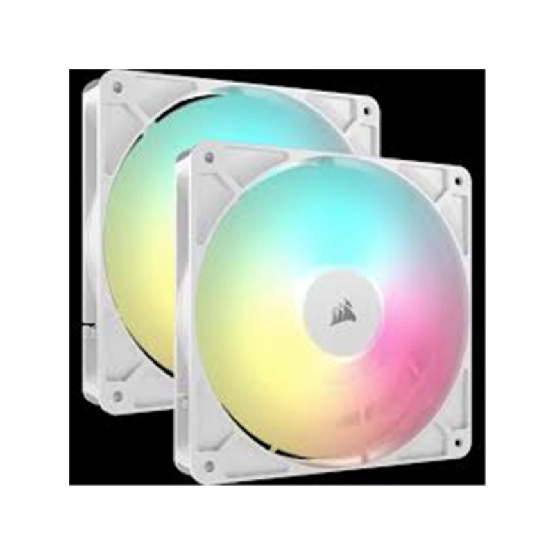Abanico Corsair Rs140 Argb 140Mm Blanco Pack 2 Rodamiento Magnético
