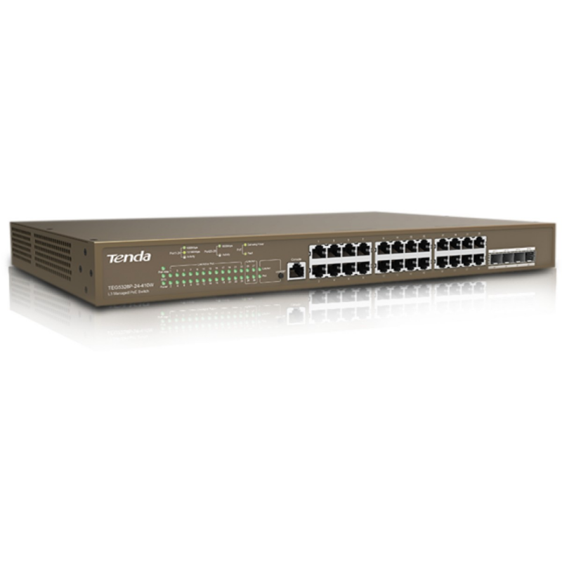 Switch 24 Puertos Poe Tenda Teg5328P-24-410W Gigabit No Administrable