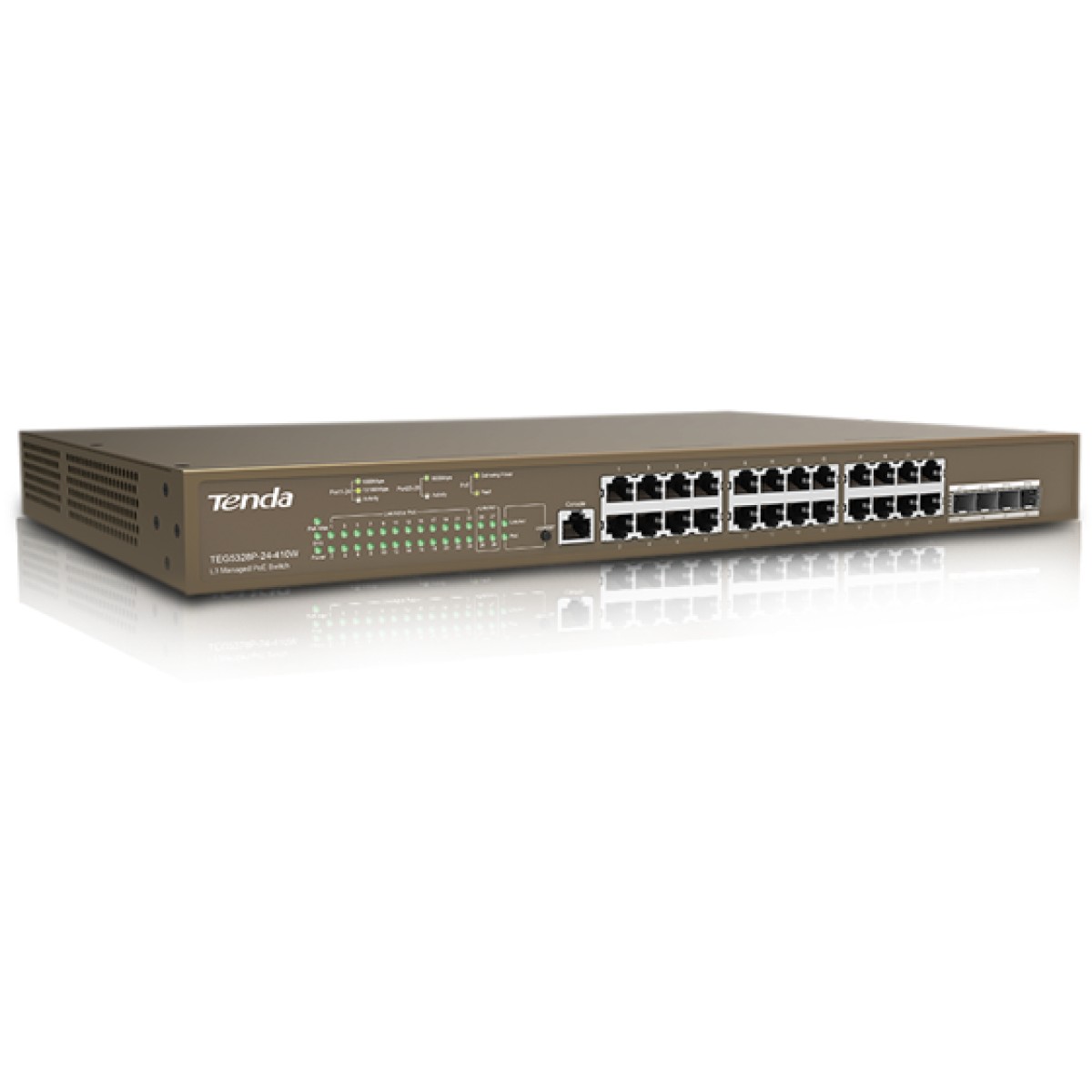 Switch 24 Puertos Poe Tenda Teg5328P-24-410W Gigabit No Administrable