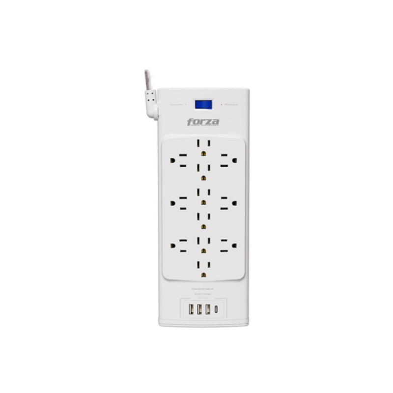 Protector Supresor Regleta 12 Tomas Forza Fsp-1221USBcw 2700J 1625W