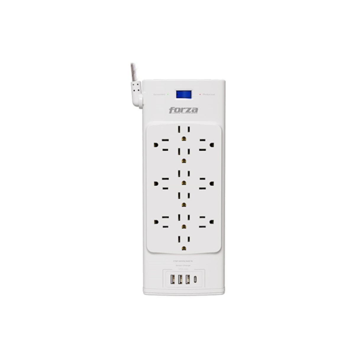 Protector Supresor Regleta 12 Tomas Forza Fsp-1221USBcw 2700J 1625W