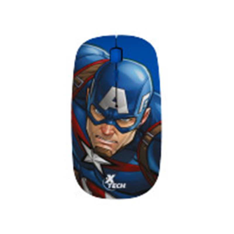 Mouse Inalámbrico Xtech Marvel Avengers Captain America XTM-M340CA Azul