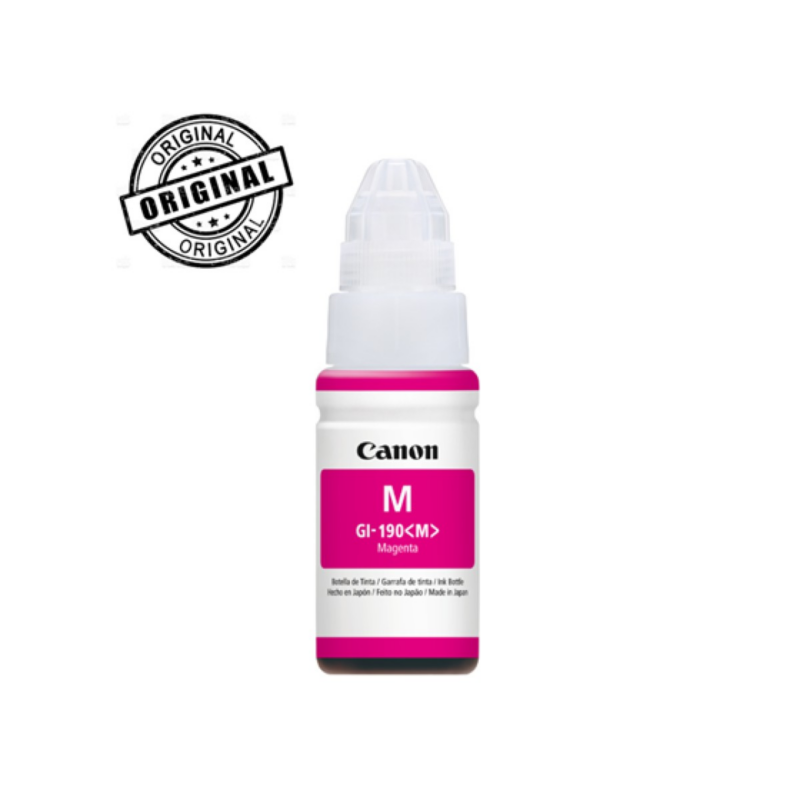 Botella De Tinta Canon Gi-190 Magenta 70Ml, Compatible Con Pixma G3100, G2100, G1100, G1110, G2110, G3110, G4111.
