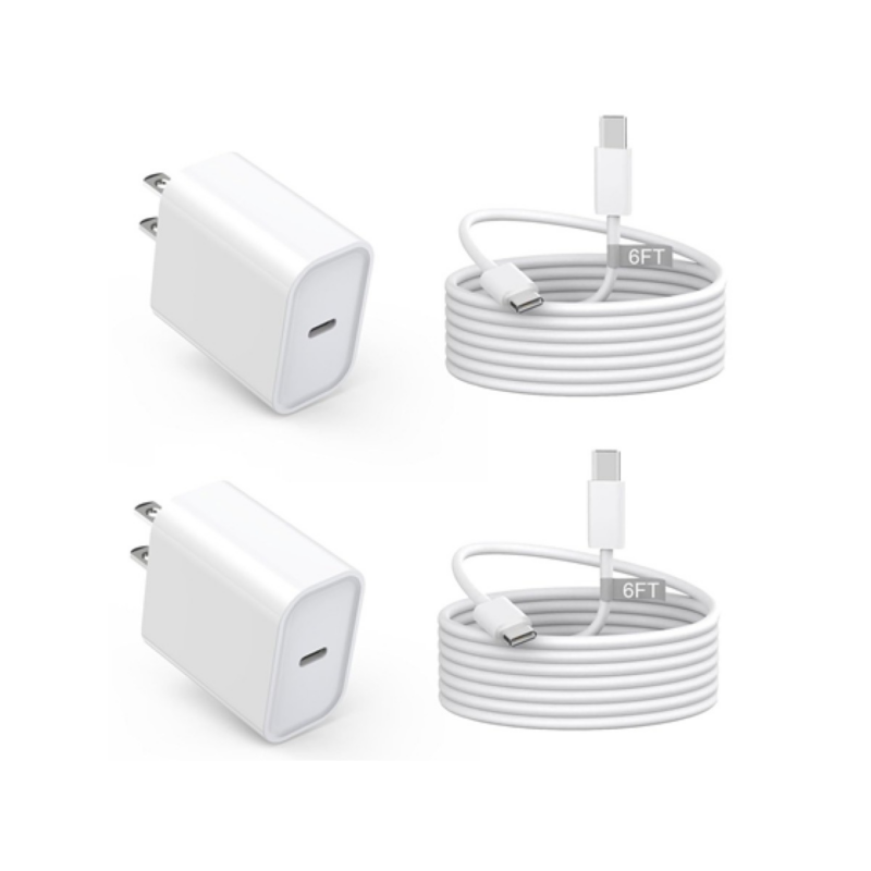 Cargador De Pared Fast Charger Pack De 2 Con Cable USB-C 6Ft