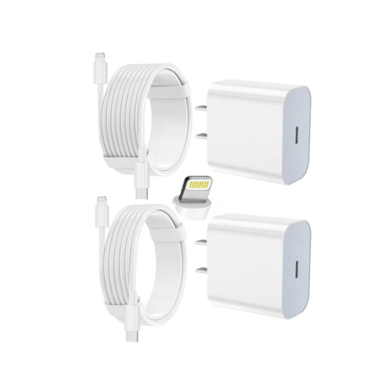 Pack De 2 Cargadores De Pared Rápidos Con Cables USB-C A Lightning