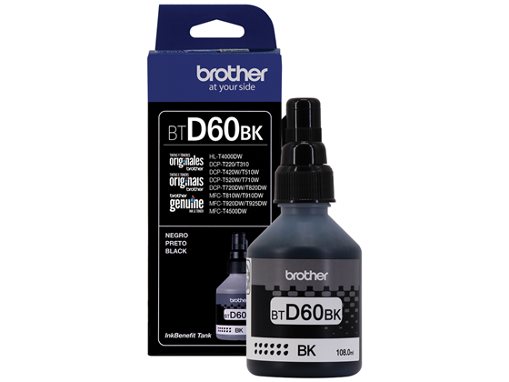 Botella De Tinta Brother Btd60Bk Negro 108Ml Para Impresora