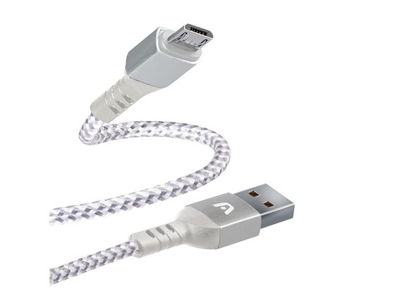 Cable Argom Tipo-A 2.0 A Micro USB 1.8M Nylon Trenzado Flexible Blanco