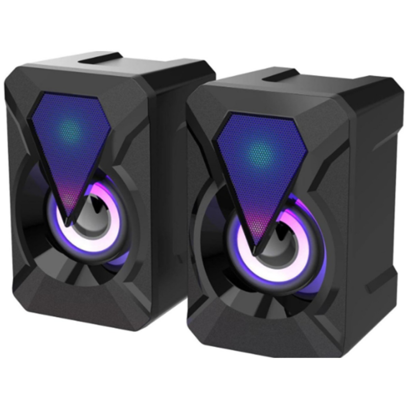 Bocina USB Myo Mini-Speaker 2.0 LED 3.5mm Control De Luz Y Volumen