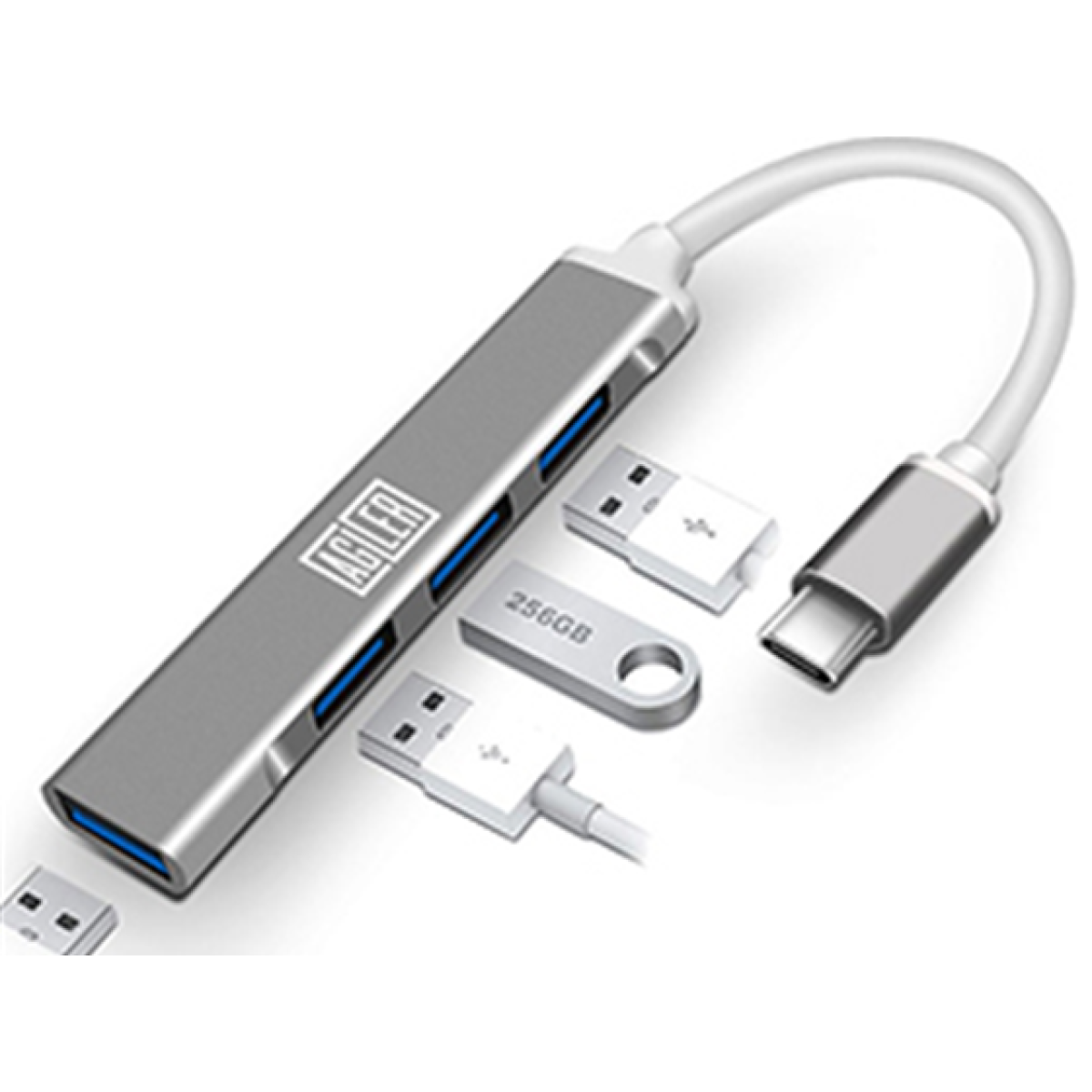 Hub USB Tipo C A 4 Puertos USB 3.0 Agiler AGI-1268 5 Gbps