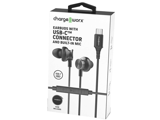 Audifono Chargeworx USB-C Para Android Resistente Manos Libres Negro